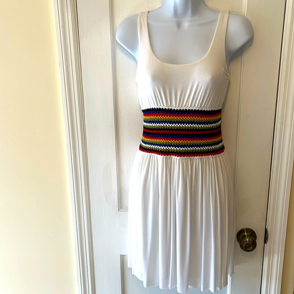 Anthropologie BAILEY 44 Granadilla Rainbow Crocheted Waist Dress Small White - Picture 5 of 17